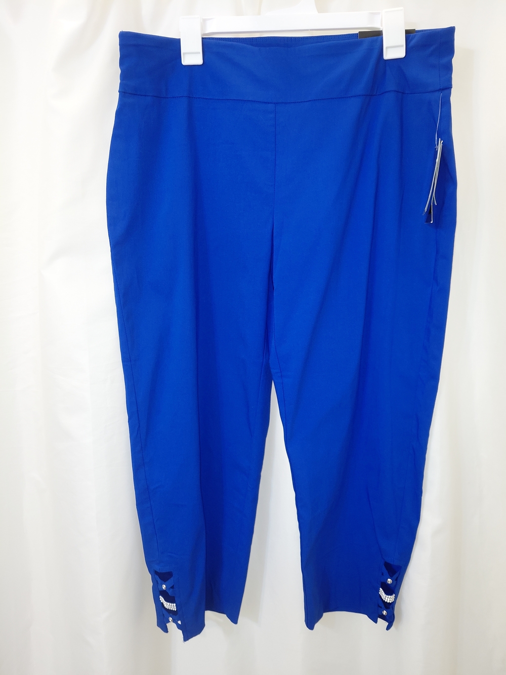 NWT SZ 16W Attyre Royal Blue Pull-On Crop Pants with Hem Detail With Stretch